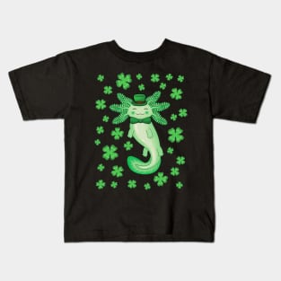 Green St Patrick's day axolotl Kids T-Shirt